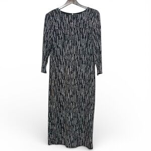 Nine West Black Metallic Shimmer Dress Size 10 Long Sleeve Cocktail Evening